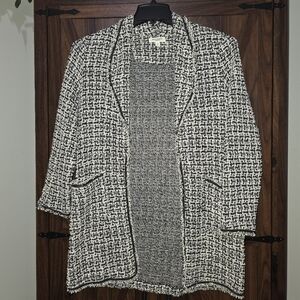 MAX STUDIO Women's Tweed L/S Draped Open Front Jacquard Long Jacket X-Small